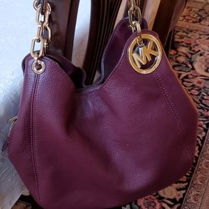 Michael Kor burgundy shoulder bag